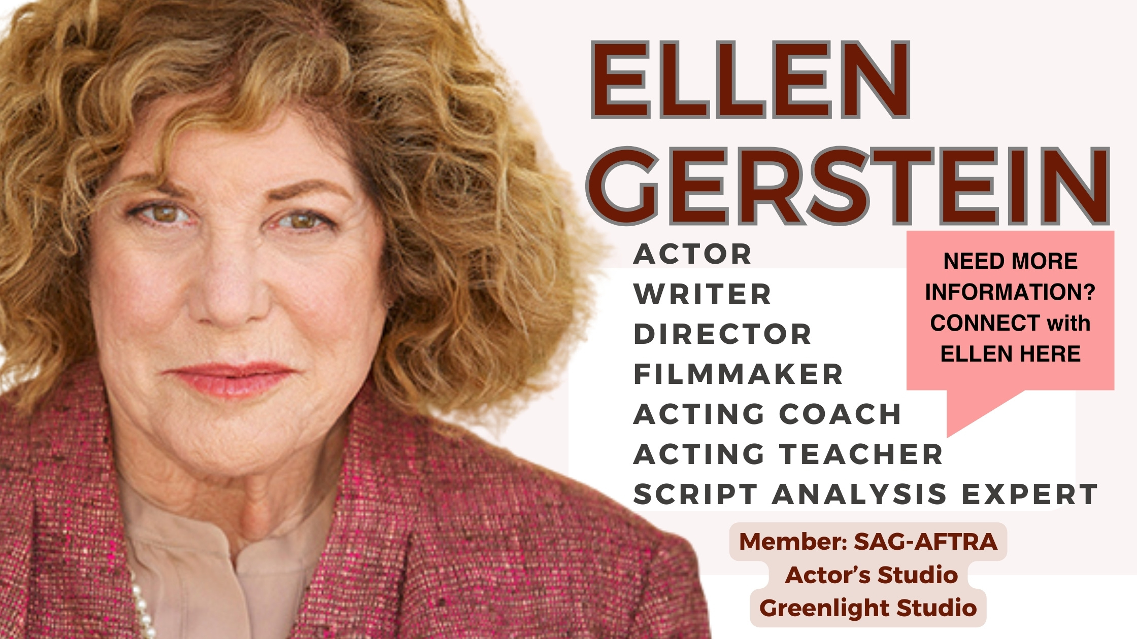 List of services offered for Actors by Ellen Gerstein including audition preparation, actor's workshop, and script analysis